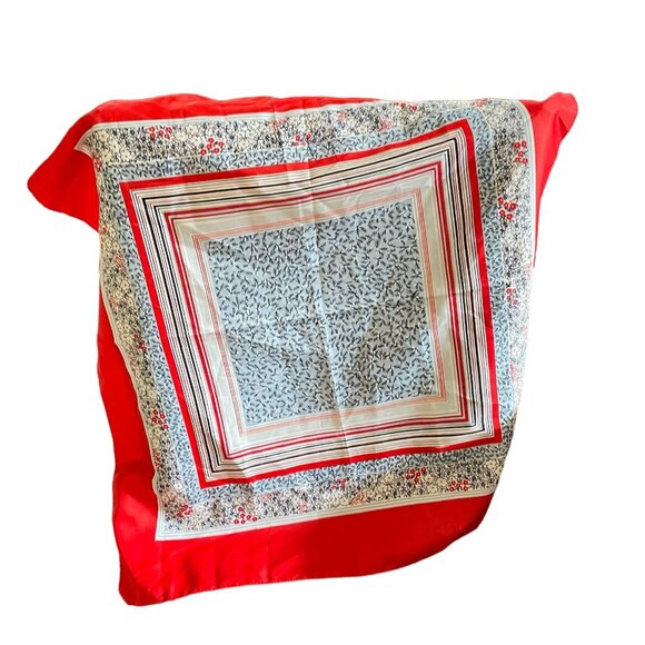 Vintage Danson Maxwell Red White Blue Floral Square Scarf 70s Retro - Picture 2 of 4